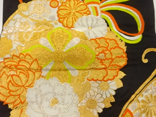 7344426: JAPANESE KIMONO / ANTIQUE FUKURO OBI / SILK / WOVEN